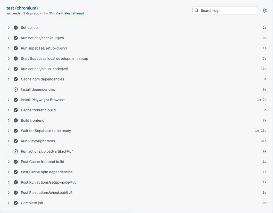 Faster workflow utilizing all previously mentionned optimizations. The workflow duration was 3 minutes and 49 seconds.